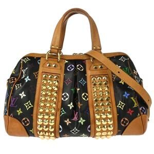 Authentic Louis Vuitton Black Multicolor Courtney MM HandbagTR1180